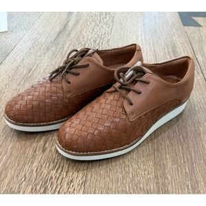 New Women's Size 7.5 N Softwalk Willis Comfort Woven Leather Oxford Brown